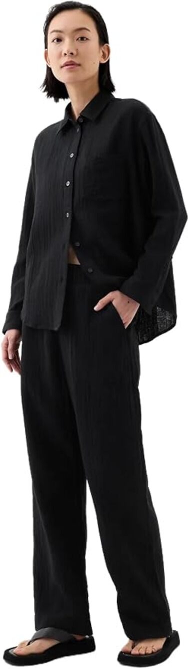 GAP Black Gauze Pull On Pant Medium Petite